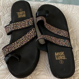 Muk Luks Women's Black Sandals with Colorful Beads